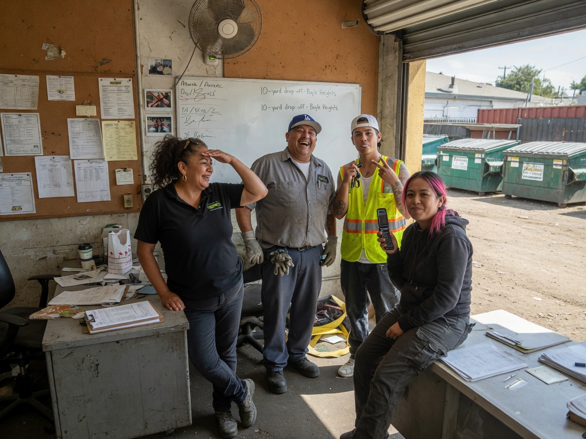 The Los Angeles Dumpster Rental pros team at work in Los Angeles